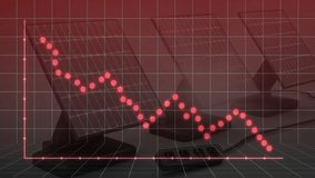 Declining stock market graph animation over solar panels in background. Finance, economy, investment, decline, renewable energy, solar energy - Powered by Shutterstock - Get 15% off with code: PIKWIZARD15