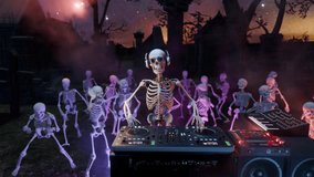 Haunted Halloween Party: DJ Skeleton, Creepy Dancing Skulls, Eerie Gothic Cemetery, Sinister Nightclub Event, Spooky Disco, Ghostly Concert, Scary Musical Show, Enchanted Evening, Macabre Celebration - Powered by Shutterstock - Get 15% off with code: PIKWIZARD15