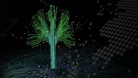 Circuit tree animation over electronic motherboard background. Technology, innovation, circuitry, electronics, digital, data - Powered by Shutterstock - Get 15% off with code: PIKWIZARD15