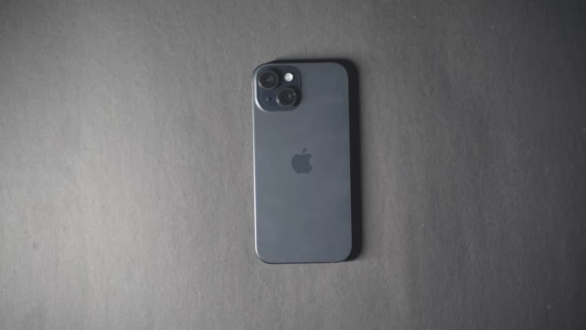 25 August 2024, West Bengal, India, Product Cinematic Clips of Apple iPhone 15 Mate Black
