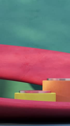 3D Render Vertical Video of Product Display Platform with Tree Shadow on Back Wall