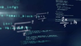 Computer code and mathematical equations animation over dark background. Programming, coding, mathematics, digital, technology, computing - Powered by Shutterstock - Get 15% off with code: PIKWIZARD15