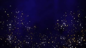 Gold and silver confetti animation over dark blue background. Celebration, festive, party, vibrant, sparkling, event - Powered by Shutterstock - Get 15% off with code: PIKWIZARD15