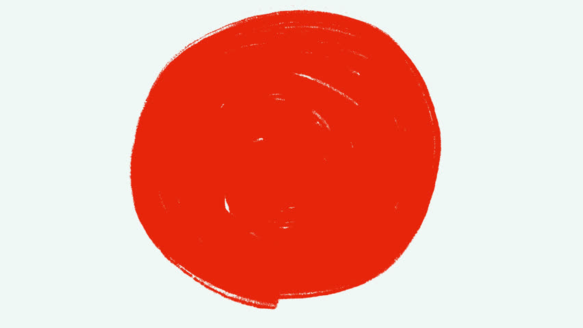 Hand drawn circle in sketch doodle style. 2d cartoon animation in color, white and black version.