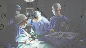 Animation of connections over diverse surgeons in hospital theatre. Global medicine, connections, computing and data processing concept digitally generated video. - Powered by Shutterstock - Get 15% off with code: PIKWIZARD15