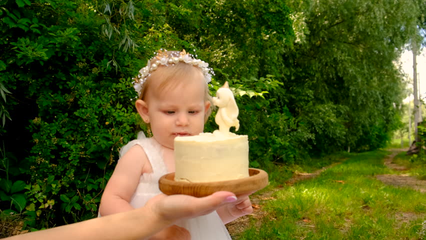 photo session for one year old baby. Selective focus.