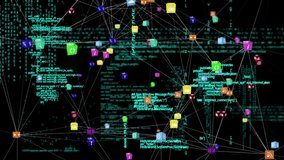 Network of social media icons forming sphere, data processing animation. Technology, digital, communication, networking, internet, connection - Powered by Shutterstock - Get 15% off with code: PIKWIZARD15