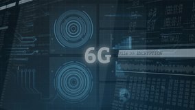 6G technology and data encryption animation over digital interface with graphs. cybersecurity, innovation, future, connectivity, network, communication - Powered by Shutterstock - Get 15% off with code: PIKWIZARD15