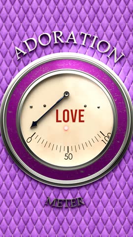 Love and Adoration meter that is going down, showing an extremely low level of love, none of it, insufficient. Minimum value, below the norm. Lack of love.