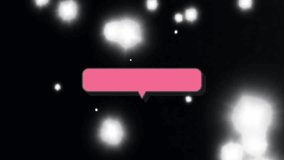 Pink speech bubble animation over glowing white lights on black background. Communication, digital, minimalism, technology, abstract, dark - Powered by Shutterstock - Get 15% off with code: PIKWIZARD15