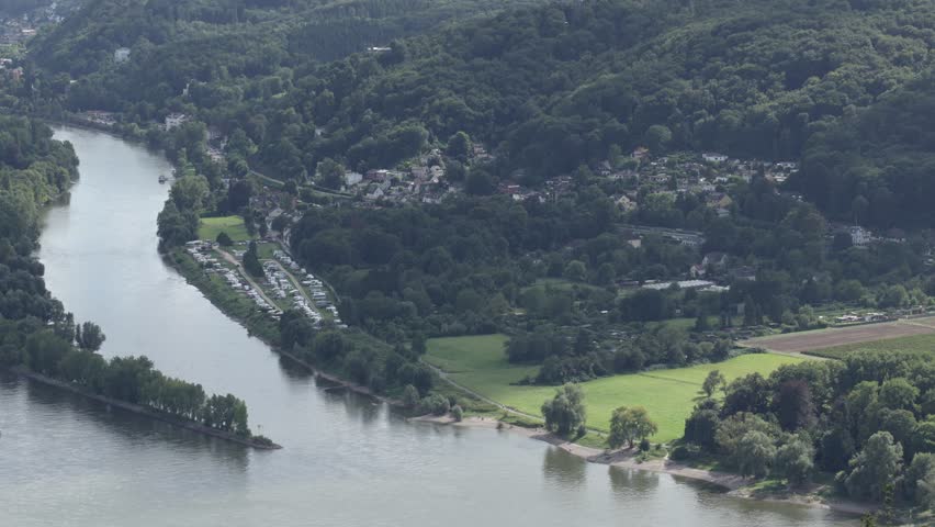 Königswinter, Dragenfel, view of the Bonn Valley and the Rhine River. 
