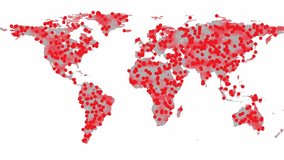 virus world map crisis pandemic outbreak animation. Can be used to represent monkeypox or coronavirus patient zero, worldwide quarantine infection spread - Powered by Shutterstock - Get 15% off with code: PIKWIZARD15
