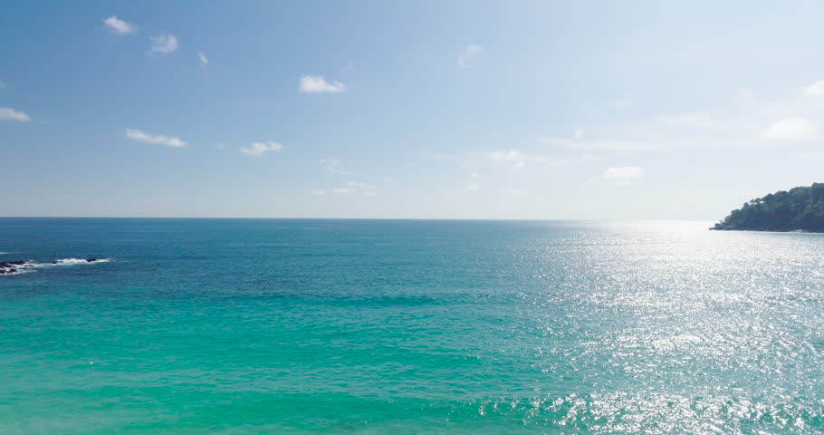 Ocean seascape Aerial drone flying over sea beach. Cinematic scene of Amazing landscapes view of sea and blue sky horizontal. Shot on cinema cap high quality (DCI4K 4096x2160p. ProRes422)