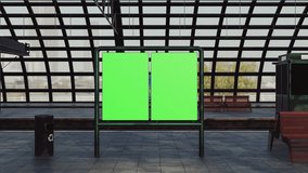 Empty billboard with a green screen for advertising on a subway station. 4k 3D animation  - Powered by Shutterstock - Get 15% off with code: PIKWIZARD15