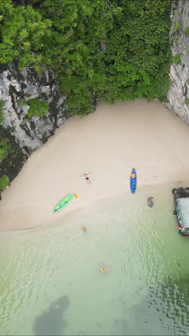 SANDY BEACH IN LAN HA BAY,CAT BA ISLAND