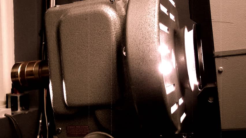 Old 35mm Movie Retro Projector - Close Up in Sepia (with audio)
