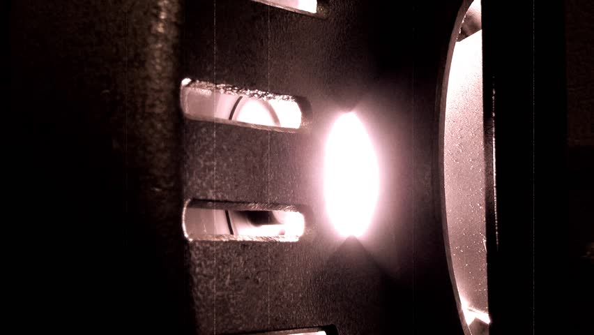 Old 35mm Movie Retro Projector - Close Up of Bulb Housing in Sepia (with audio)