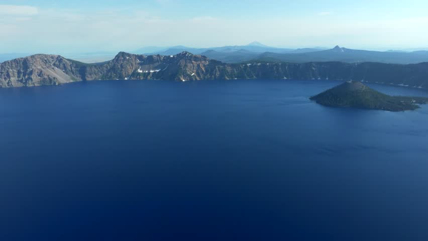 4K Aerial of Crater Lake National Park, Oregon, USA in July 2024