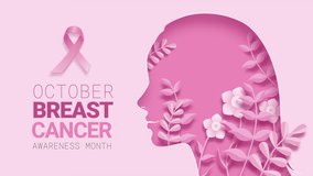 Women breast cancer awareness month motion graphic design on pink background with text and ribbon decoration - Powered by Shutterstock - Get 15% off with code: PIKWIZARD15