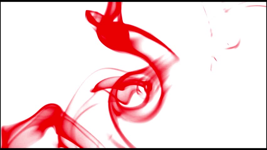 Red smoke on a white background falling upside down. Very similar to blood