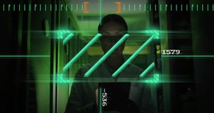 Animation of digital data processing over caucasian it woman by computer servers. Global connections, computing and data processing concept digitally generated video. - Powered by Shutterstock - Get 15% off with code: PIKWIZARD15