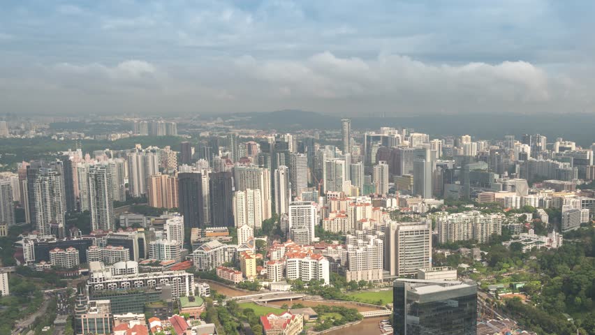 Singapore time lapse high angle view city skyline at residential district