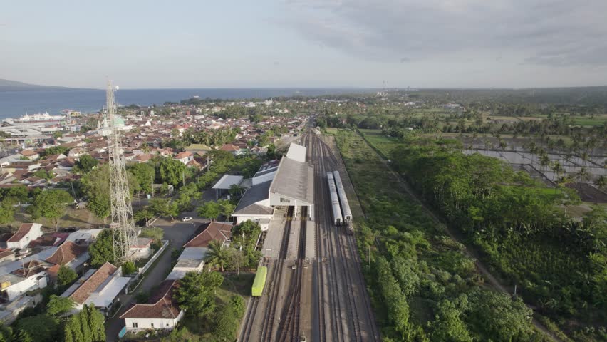 Ketapang Banyuwangi KAI train station rail track, Indonesia next to the ferry port terminal going towards Bali island.
