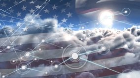 Animation of network of connections over flag of usa. Global connections, computing and data processing concept digitally generated video. - Powered by Shutterstock - Get 15% off with code: PIKWIZARD15