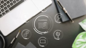 Clean and minimalistic design concept of lesson learning e-book training digital online. course education in webinar technology, E-learning concept - Powered by Shutterstock - Get 15% off with code: PIKWIZARD15