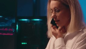 Caucasian stressed girl multitask businesswoman night home office female trader broker annoyed business woman argue quarrel talk mobile phone discuss stock market crypto trading computer e-commerce - Powered by Shutterstock - Get 15% off with code: PIKWIZARD15