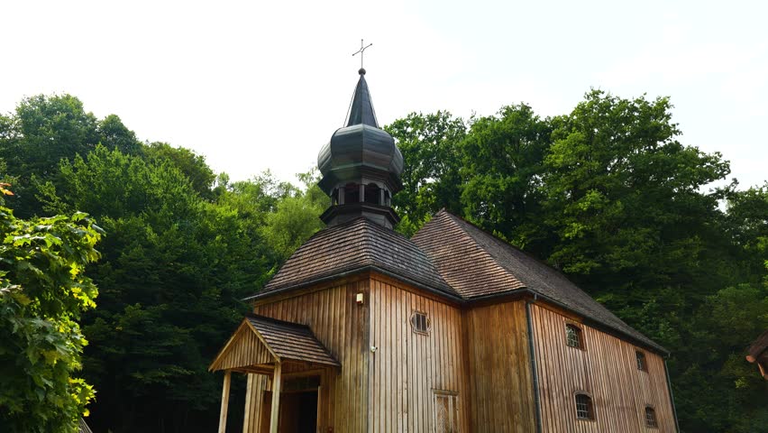 wooden village with a 19th century folk park open-air museum in poland cottage pigsty henhouse church school sawmill smithy 