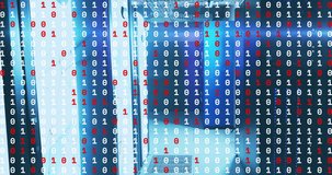Binary code in red and white over animation of server room. Technology, coding, programming, data, cybersecurity, networking - Powered by Shutterstock - Get 15% off with code: PIKWIZARD15