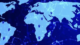 Network connections and location markers over world map animation. Globalization, connectivity, technology, data, communication, digital - Powered by Shutterstock - Get 15% off with code: PIKWIZARD15
