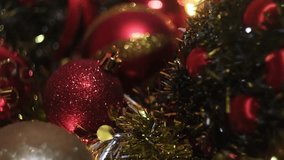 Garland of Sparkling Christmas Fairy Lights and Ornaments Adorning a Festive Tree, Capturing the Essence of New Year Celebrations, A close up of a garland filled with sparkling fairy lights - Powered by Shutterstock - Get 15% off with code: PIKWIZARD15