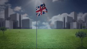 British flag inside transparent cube with data processing animation over cityscape. London, UK, technology, data analysis, innovation, futuristic - Powered by Shutterstock - Get 15% off with code: PIKWIZARD15