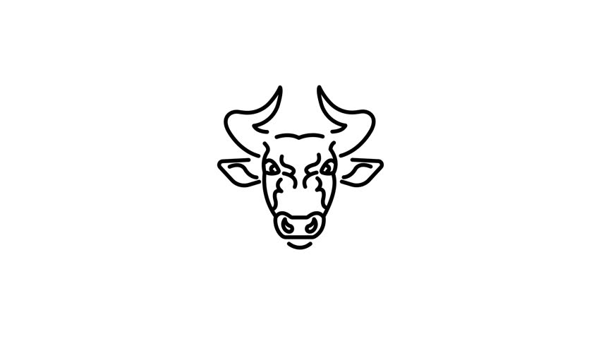 A line animated icon of bull head