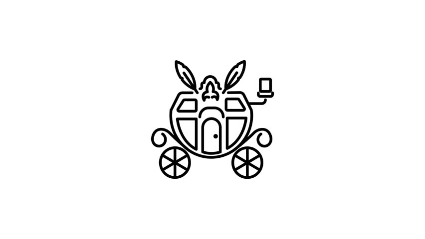 A linear animated icon of a carriage