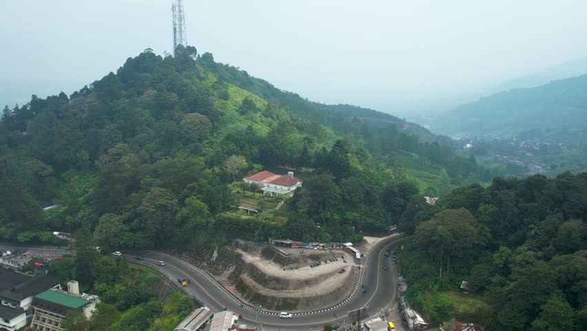 Aerial Footage of Mountainous Road, Puncak Pass, Bogor