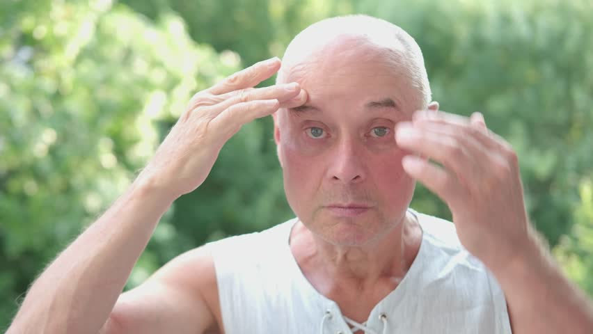 Charming mature man, senior 60 years old, age-related changes, aging gracefully, facial skin changes and gravitational ptosis, Aging gracefully, self-love
