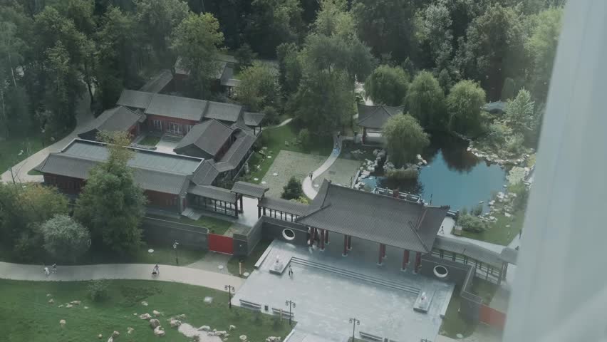 View of the city from the window of a multi-storey hotel in Moscow
