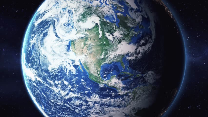 Earth zoom in from space to Abilene, Texas, USA. Followed by zoom out through clouds and atmosphere into space. Satellite view. Travel intro