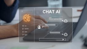 Chat with Ai concept, a person generating text using artificial intelligence technology, Smart assistant, Chat AI - Powered by Shutterstock - Get 15% off with code: PIKWIZARD15