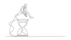 Animated self drawing of continuous one line draw businessman jump over hourglass. Time management meeting in office. Business deadline or working time efficiency. Full length single line animation - Powered by Shutterstock - Get 15% off with code: PIKWIZARD15