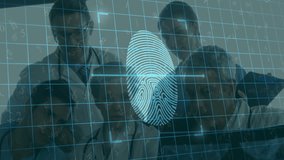 Fingerprint scanning animation over scientists analyzing data on digital screen. Biometric, security, technology, analysis, research, innovation - Powered by Shutterstock - Get 15% off with code: PIKWIZARD15