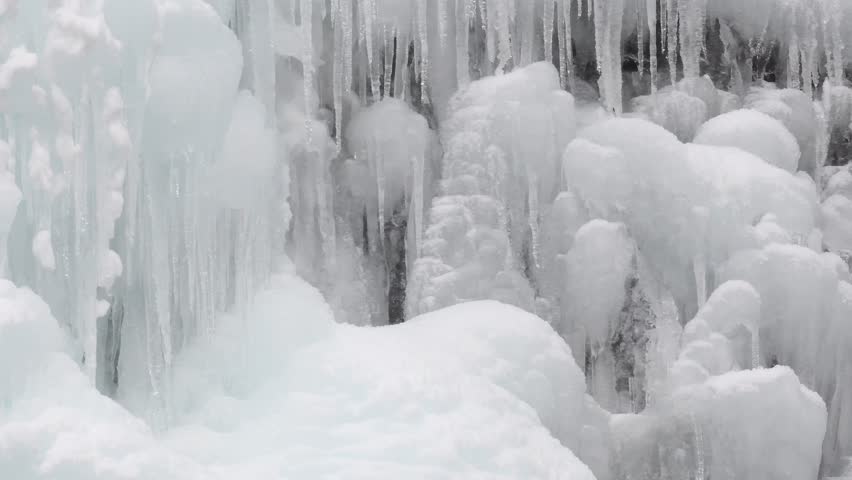 water and ice, torrent in the mountain, winter