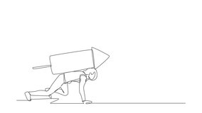 Animated self drawing of continuous one line draw businesswoman prepare to start running with firework. Advantage to boost fast career or business to win competition. Full length single line animation - Powered by Shutterstock - Get 15% off with code: PIKWIZARD15