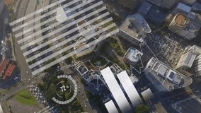 Pie charts and percentages animation over aerial view of urban landscape. Data, visualization, analytics, infographic, statistics, business - Powered by Shutterstock - Get 15% off with code: PIKWIZARD15