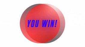 You win! text animation over red and gray circular shapes. Victory, celebration, winner, motion graphics, animated, success - Powered by Shutterstock - Get 15% off with code: PIKWIZARD15
