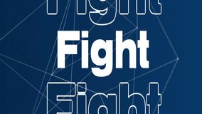 Fight text animation over blue background with white lines and shapes. typography, motion graphics, design, digital, dynamic - Powered by Shutterstock - Get 15% off with code: PIKWIZARD15
