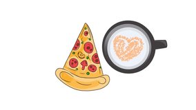  slice of pizza and cup of coffee with heart decoration over white background for promotion and advertising. - Powered by Shutterstock - Get 15% off with code: PIKWIZARD15